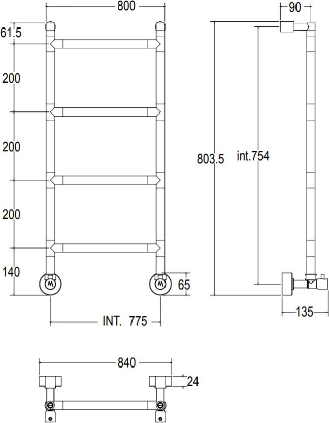 Полотенцесушитель водяной Margaroli Sereno 482-4 4827704CR, хром