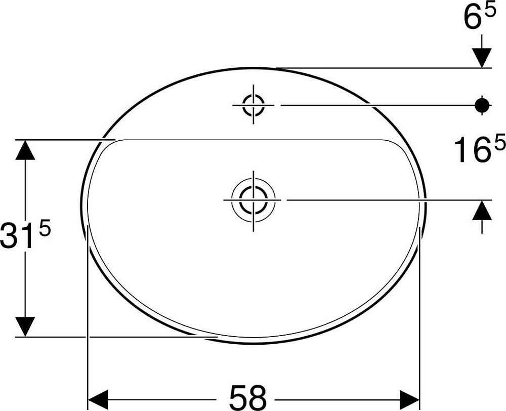 Раковина встраиваемая 48x60 см Geberit VariForm 500.727.01.2 без отверстия перелива, белый