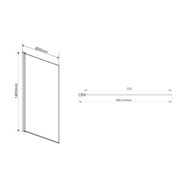 Душевая шторка на ванну Vincea VSB-11800CLB 80x140, черный, стекло прозрачное