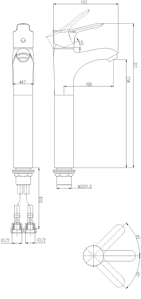 Смеситель для раковины STWORKI Мальмё 32359-147/1BG-IG11