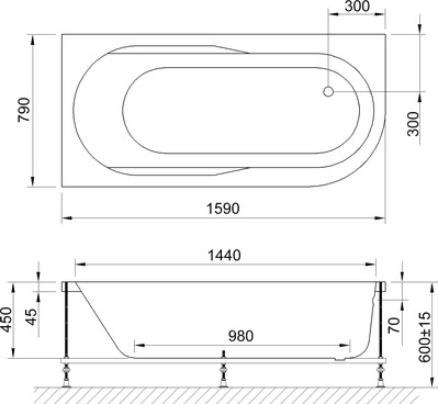 Акриловая ванна Royal Bath Azur 160х80 RB 614202 L