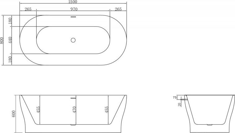 Акриловая ванна BelBagno 150х70 BB405-1500-800