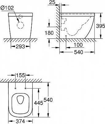 Приставной унитаз Grohe Euro Ceramic 39339000 безободковый