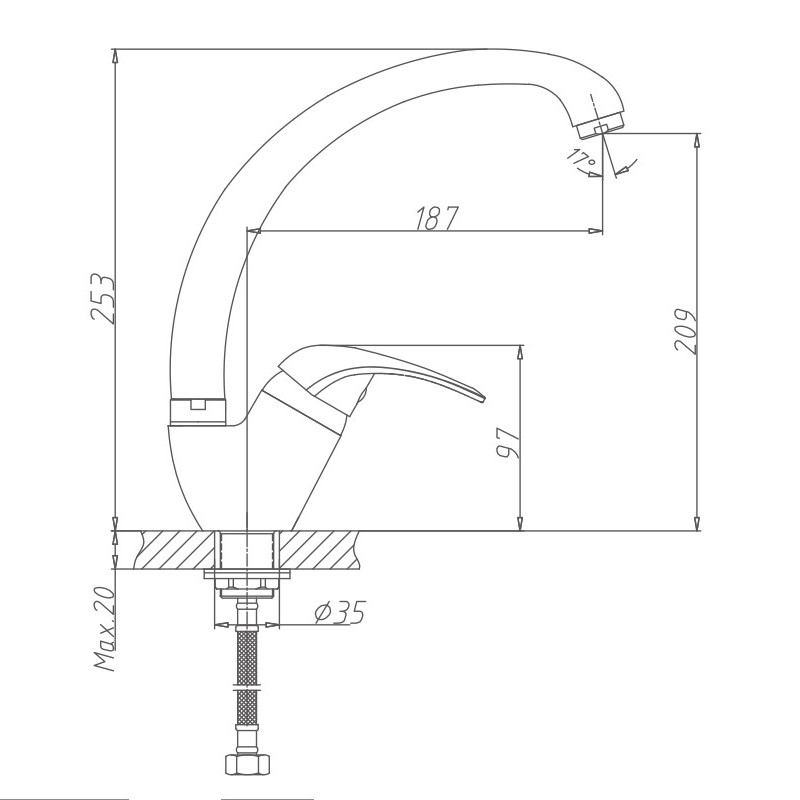 Смеситель для кухни Haiba HB4103-2 хром