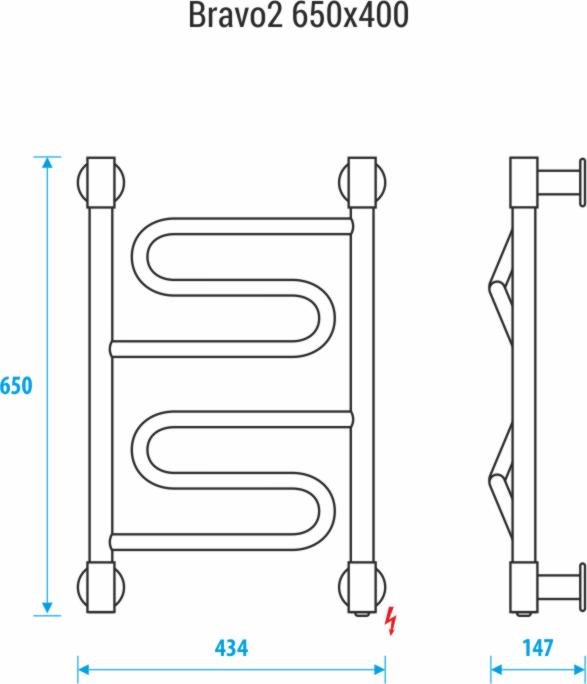 Полотенцесушитель электрический Energy Bravo2 650x400, EETRBRAVO2654000000