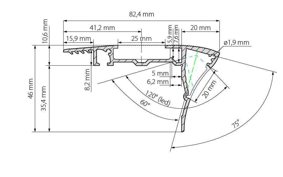 Профиль с экраном Arlight ALU-STAIR-DK-2000 ANOD+FROST 015473