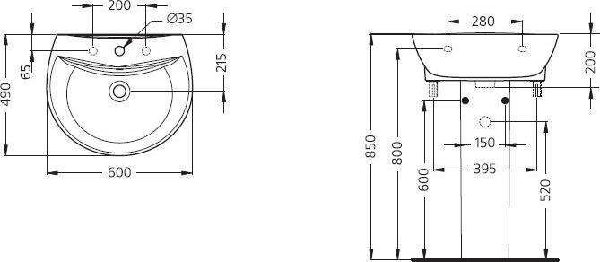 Раковина 60 см Ideal Standard Skanitet W404401