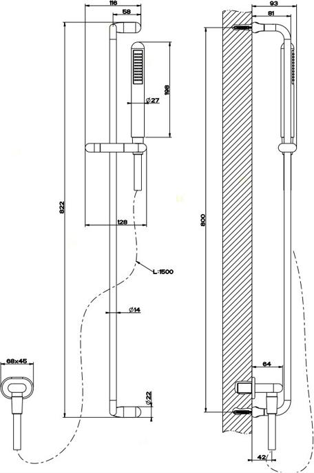 Душевой гарнитур Gessi Goccia 33642#031, хром