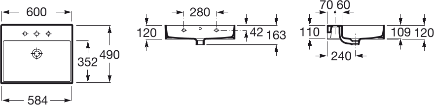 Раковина 60 см Roca Inspira 32752C000