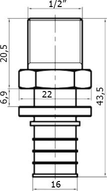 Переходник Stout SFA 0001 16xR 1/2" аксиальный с наружной резьбой