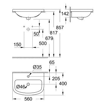 Раковина Grohe Bau Ceramic 39422000 56 см