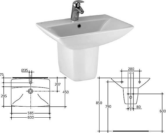 Раковина 60 см Ideal Standard Cantica T095601