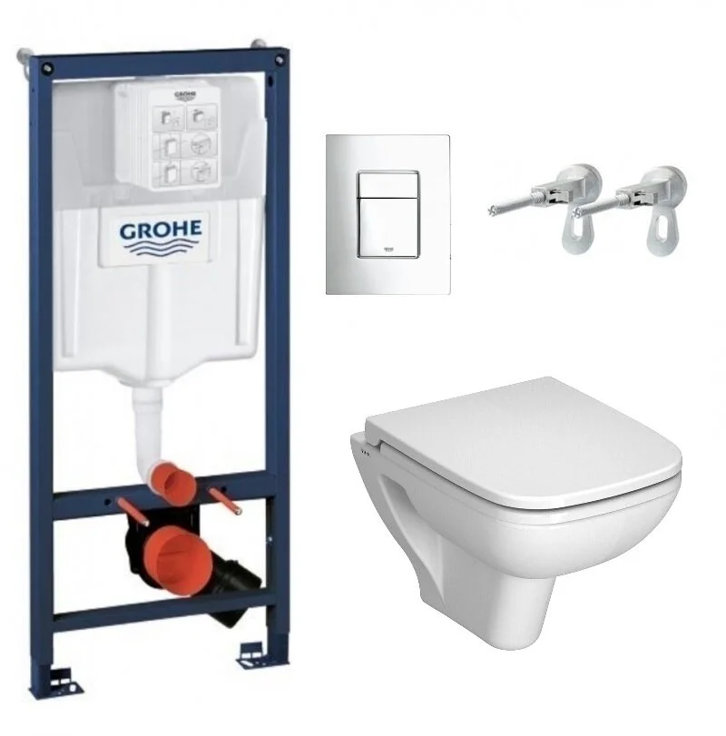 Инсталляция Grohe с унитазом Vitra S20 5507B003-0101, сиденье микролифт, комплект 38775001/5507B003-0101/77-003-009