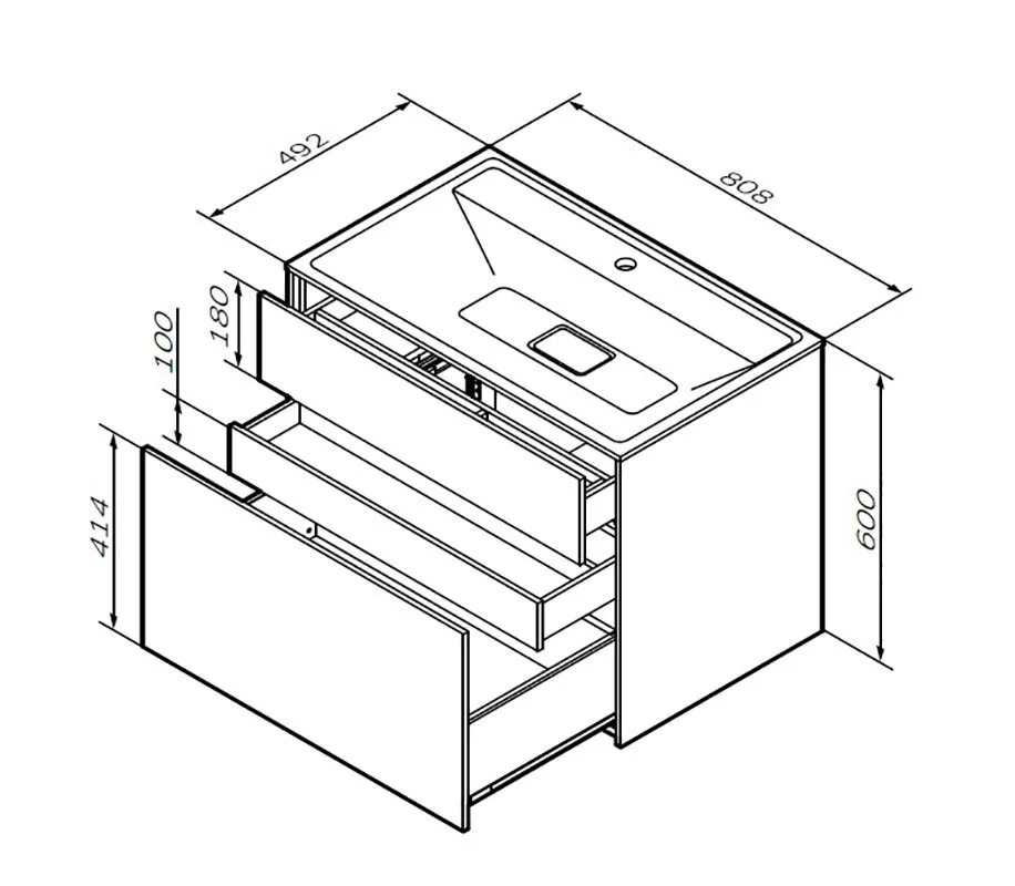 Гарнитур мебельный Am.Pm Inspire 2.0 M50AFHX0803EGM/M50AWPX0801WG/M91AMOX0803WG серый