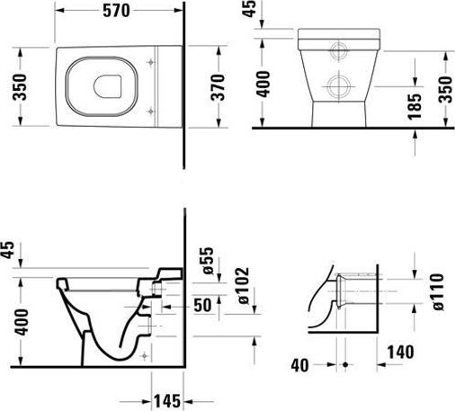 Приставной унитаз Duravit 2 Nd Floor 0110090000