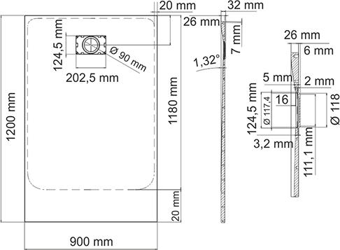 Поддон для душа Wasserkraft Main 41T07 120 см