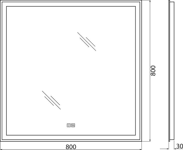 Зеркало BelBagno SPC-GRT-800-800-LED-TCH-WARM с подсветкой и сенсорным выключателем