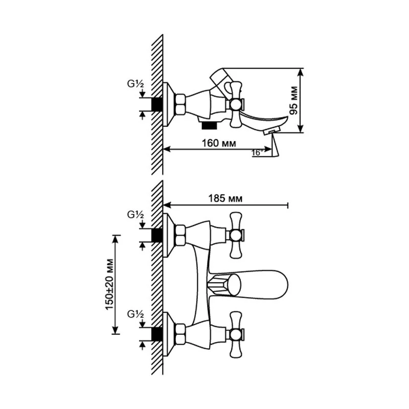 Смеситель для ванны с душем Mixline ML10 ML10-01 хром