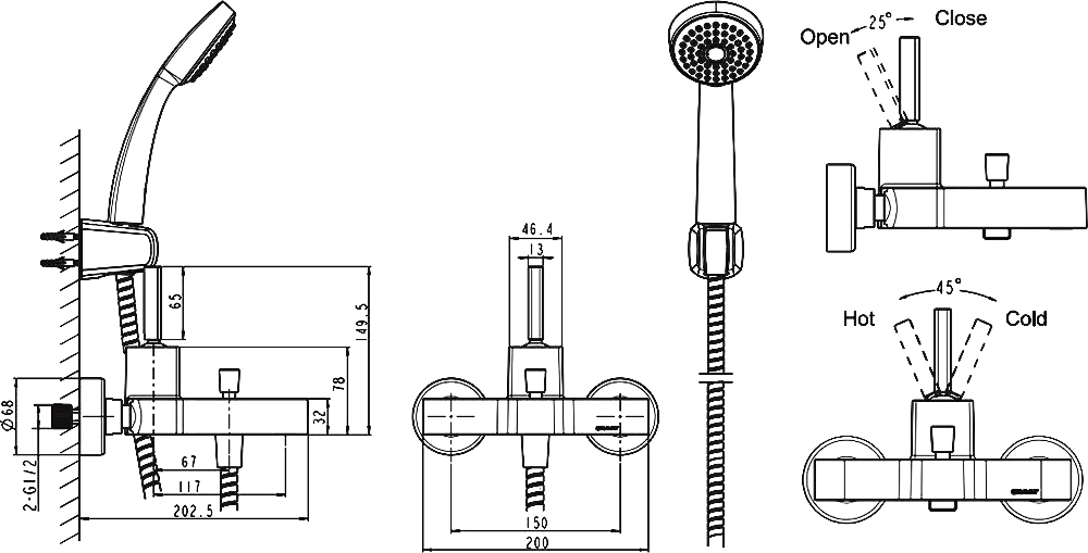 Смеситель Bravat Spring 7F679113C-B для ванны с душем