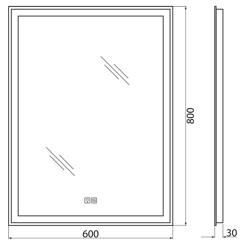 Зеркало BelBagno SPC-GRT-600-800-LED-TCH-WARM 60 см, с подсветкой, подогревом и сенсорным выключателем