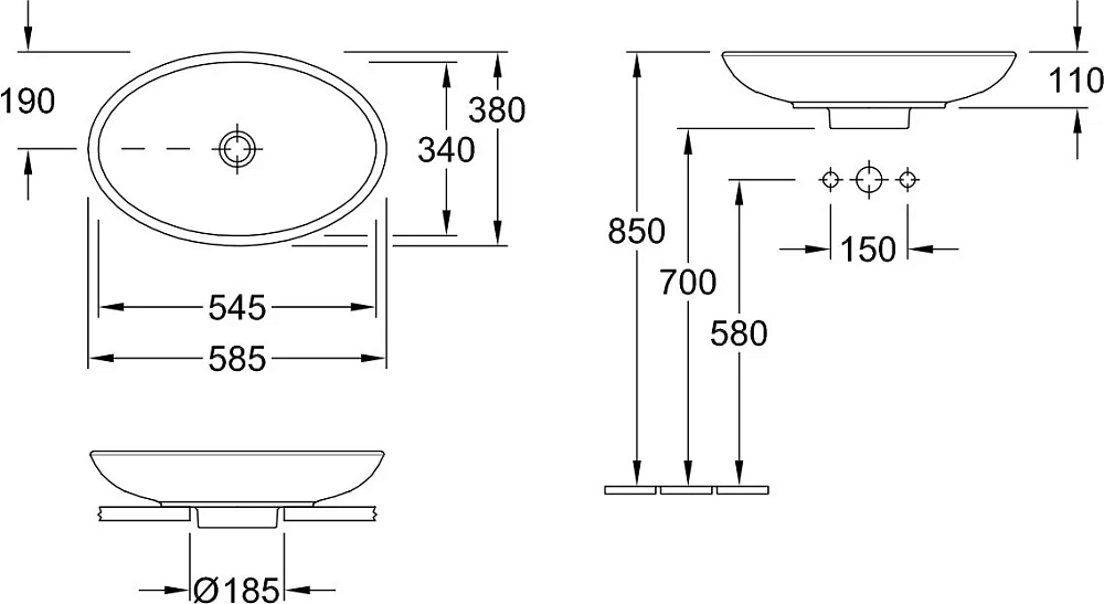 Раковина накладная Villeroy&Boch Loop&Friends 51510101 белый