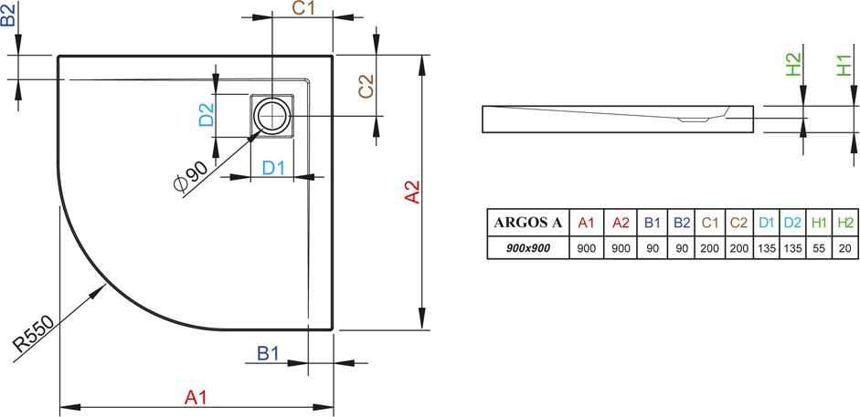 Поддон для душа Radaway Argos A900