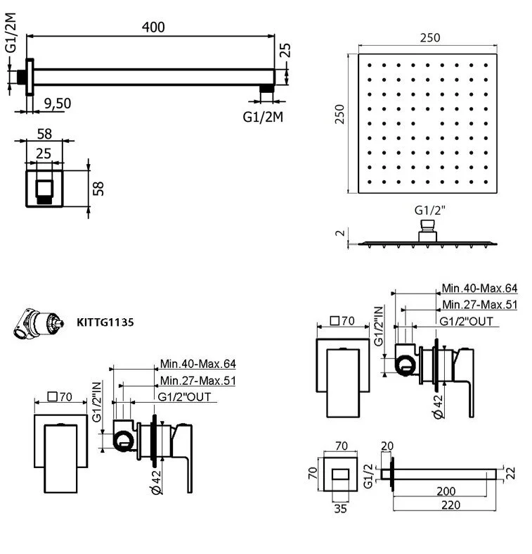 Смеситель для душа Plumberia Selection Tag KITTG01CR220 хром