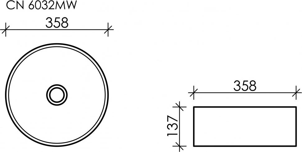 Раковина накладная 36 см Ceramica Nova Element CN6032MW, белый матовый