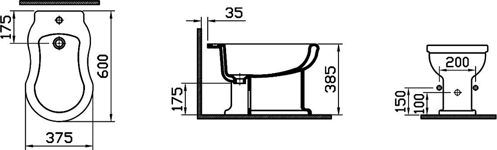 Напольное биде VitrA Efes 6597B003-0068, белый