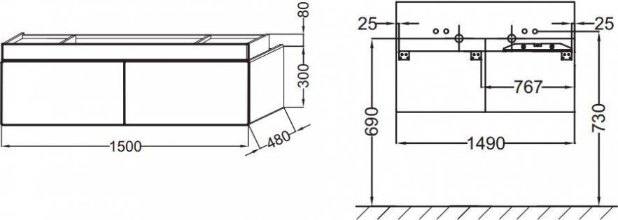 Тумба под раковину 150 см Jacob Delafon Terrace EB1189-M61 чёрный