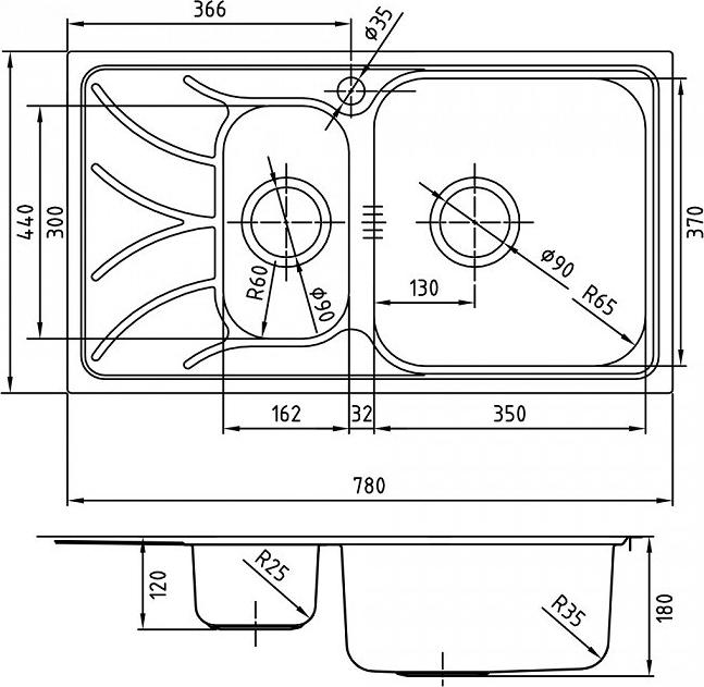 Комплект кухонная мойка Iddis Arro ARR78SZi77 хром + смеситель Iddis Kitchen Line K07SB0LI05