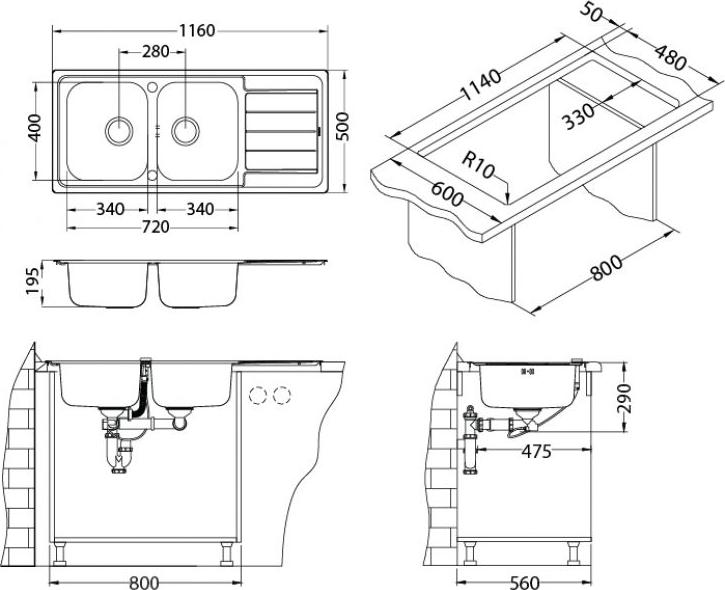 Кухонная мойка Alveus Line Maxim 100 1087975