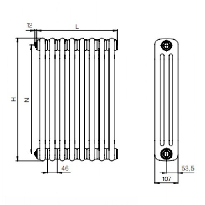 Радиатор стальной трубчатый Rifar Tubog TUB 3057-26-TI, 26 секции, титан