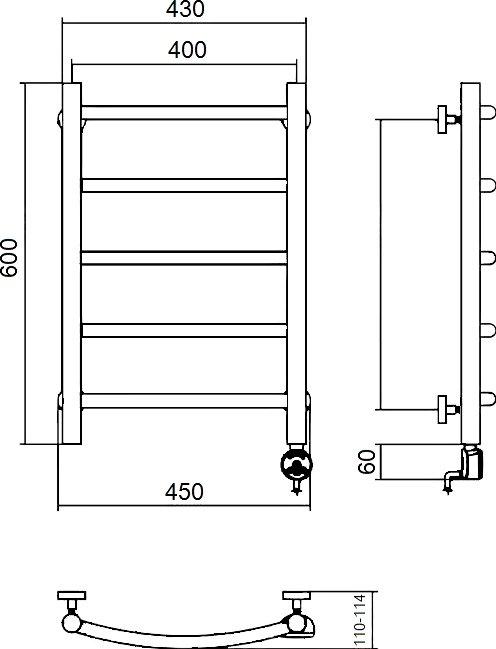 Полотенцесушитель электрический Aquanerzh Дуга R 60x40 06-02A6040_R