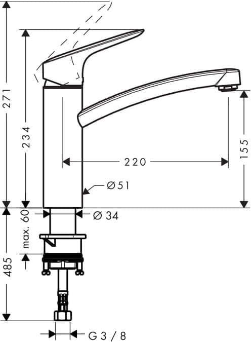 Смеситель для кухни Hansgrohe Logis 71839000, хром