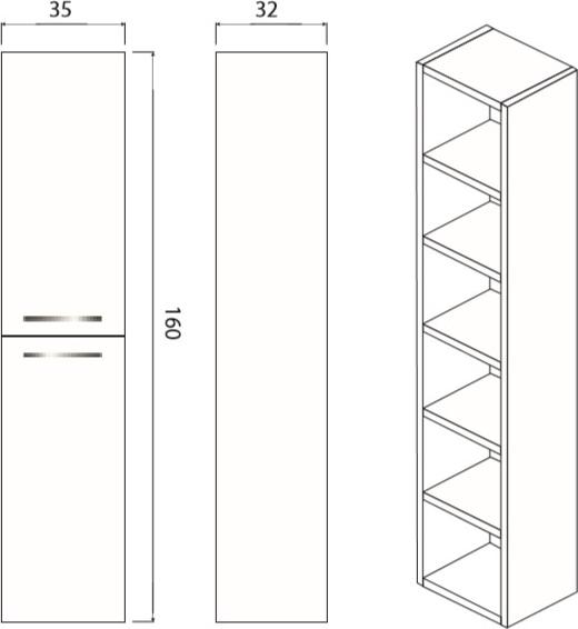 Шкаф-пенал Creto Ares 35 50-1035W, белый