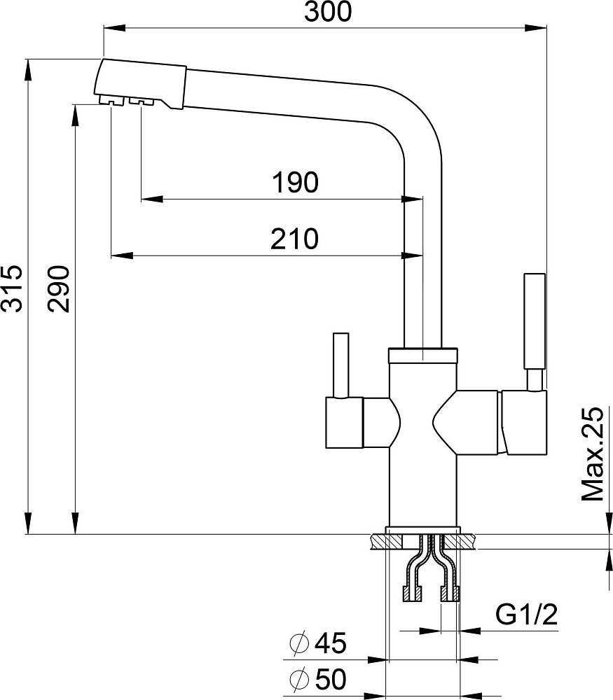 Смеситель для кухни Point PN3103B черный