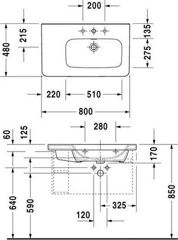 Раковина 80 см L Duravit DuraStyle 2326800000