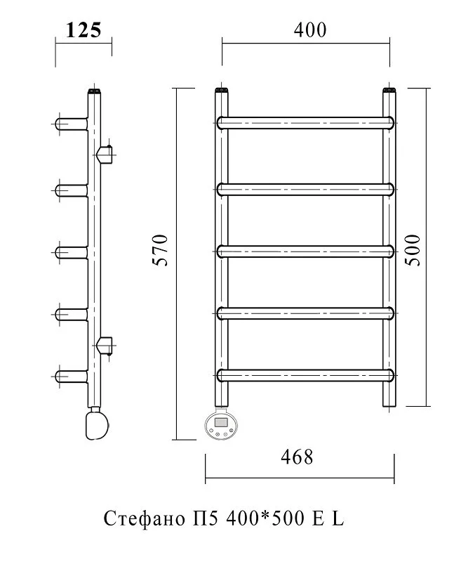 Полотенцесушитель электрический Domoterm Стефано Стефано П5 400*500 EL хром