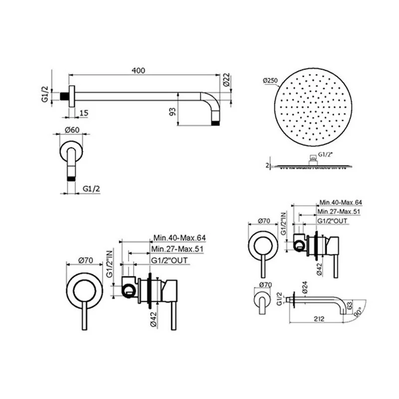 Смеситель для душа Plumberia Selection Ixo KITXO01OR210 золото