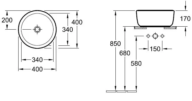 Раковина накладная Villeroy&Boch Architectura 41254001 белый