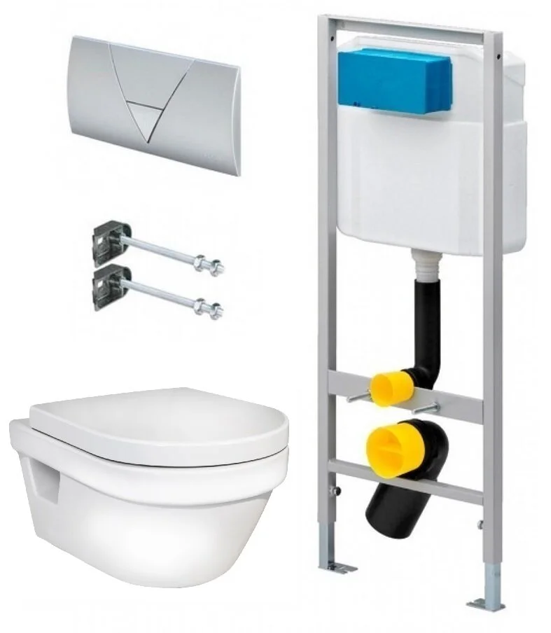 Инсталляция Viega 673192, с безободковым унитазом Gustavsberg Hygienic Flush 5G84HR01, сиденье микролифт, комплект