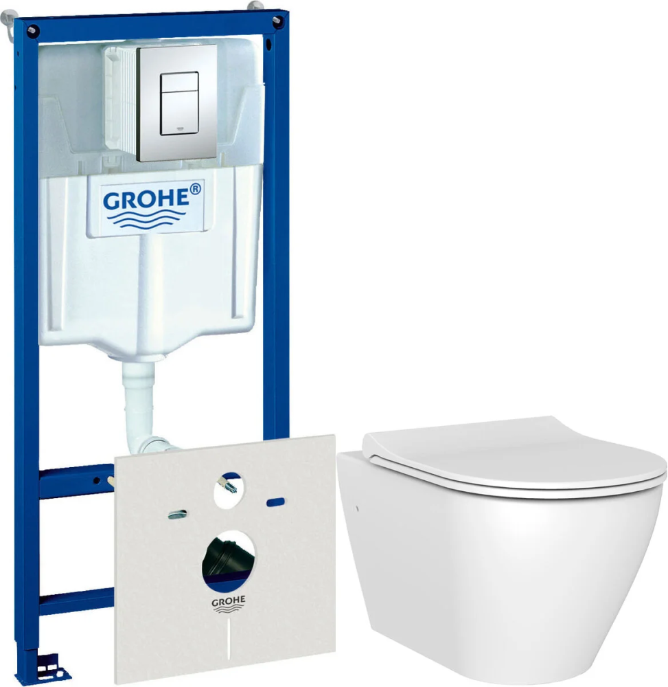 Инсталляция Grohe Rapid SL 38775001с унитазом Stworki Merlingen 38775001/MWH55 MWH55, крышка микролифт, клавиша хром