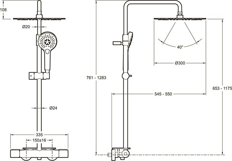 Душевая стойка Jacob Delafon Metro E26589-BL, матовый черный