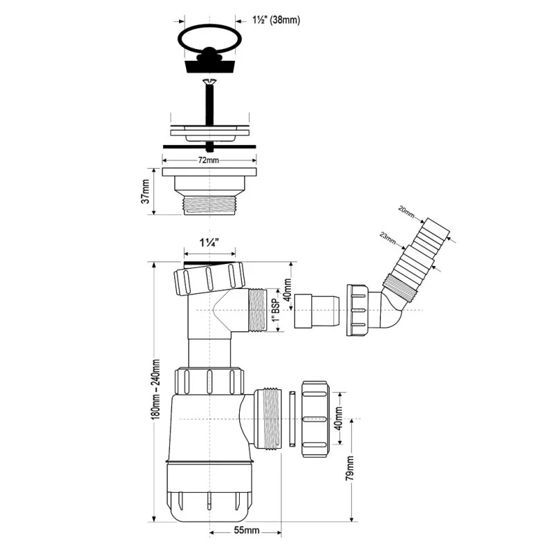 Сифон для бытовой техники McAlpine MRW240WM белый