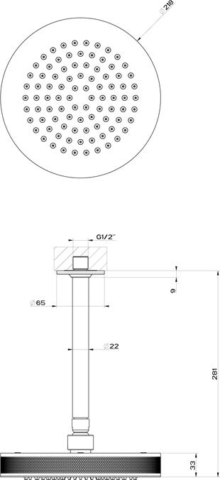 Верхний душ с кронштейном Gessi Inciso 58186#149, finox