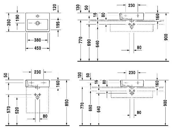 Раковина Duravit Vero 704450000 белый