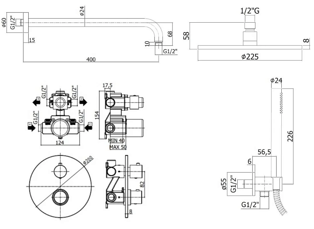 Душевая система Paffoni KIT LIG KITLIQ018NO черный