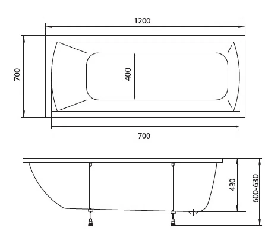 Акриловая ванна Marka One Modern 120х70 01мод1270 белый