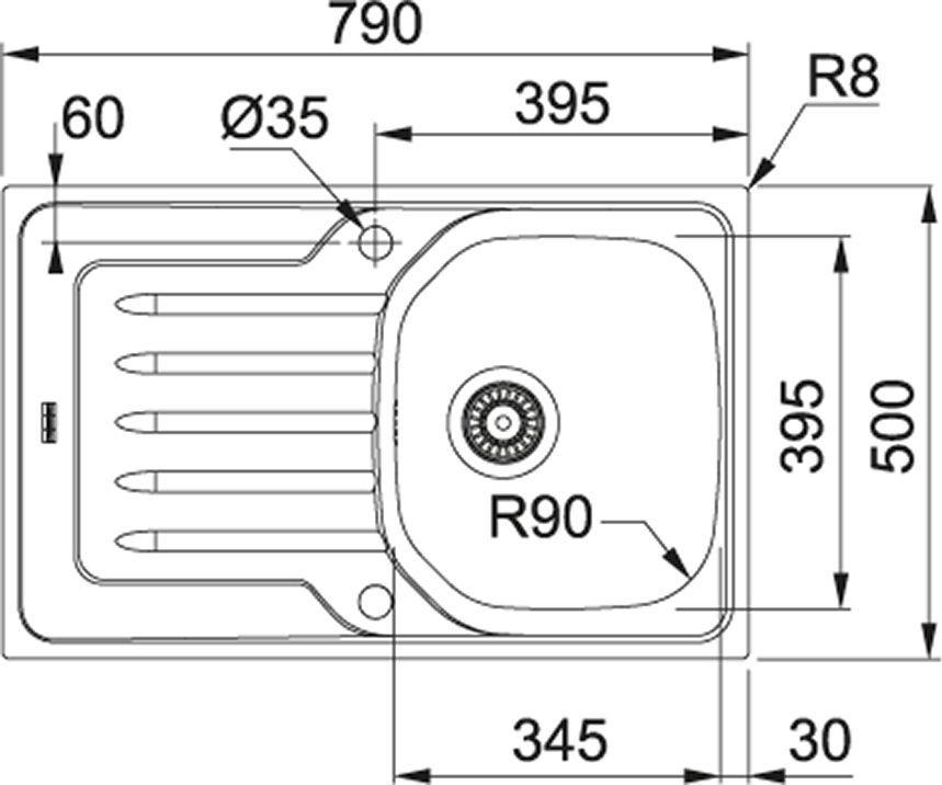 Кухонная мойка 79 см Franke Onda line OLL 611-79 101.0611.832, нержавеющая сталь декор